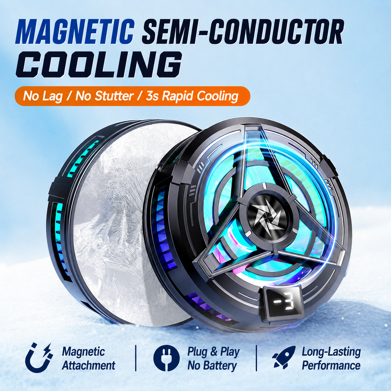 Magnetic Semiconductor Phone Cooler with Smart Display