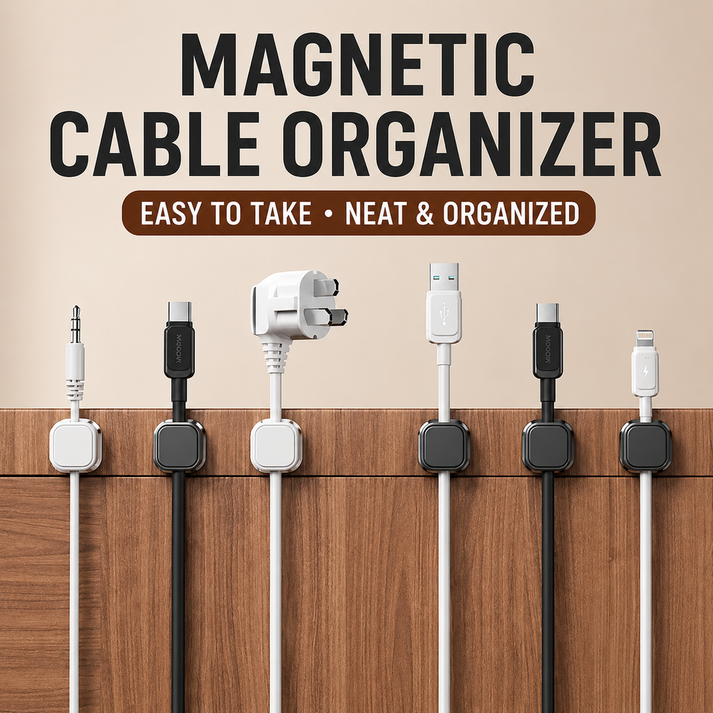 Magnetic Cable Organizer Clip for Desk & Car