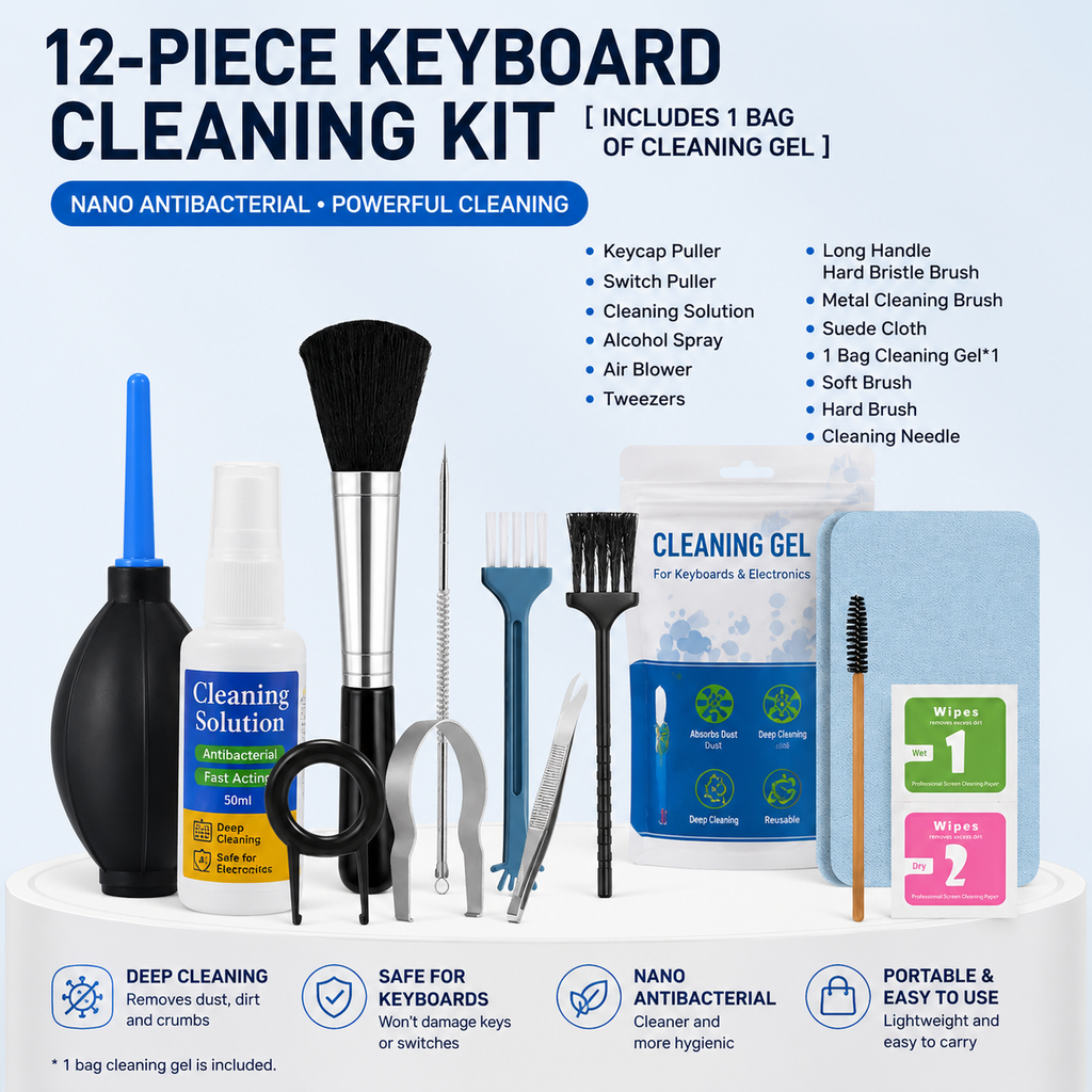 12-Piece Keyboard Cleaning Kit with Cleaning Gel