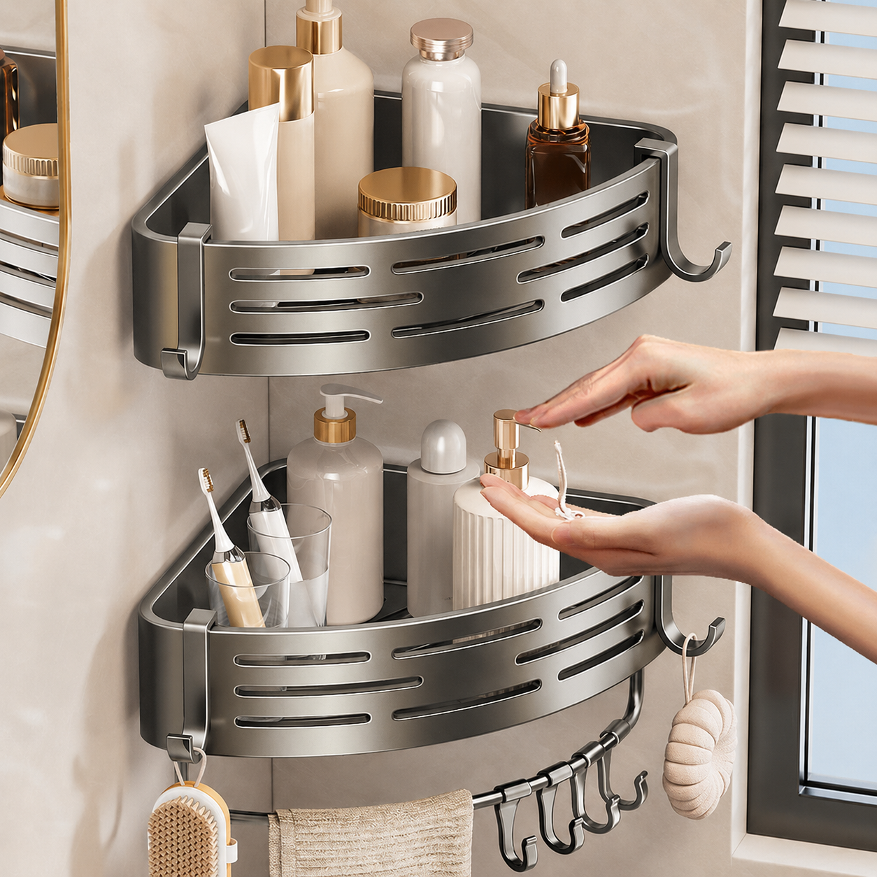 No-Drill Corner Shower Shelf | Waterproof Bathroom Organizer