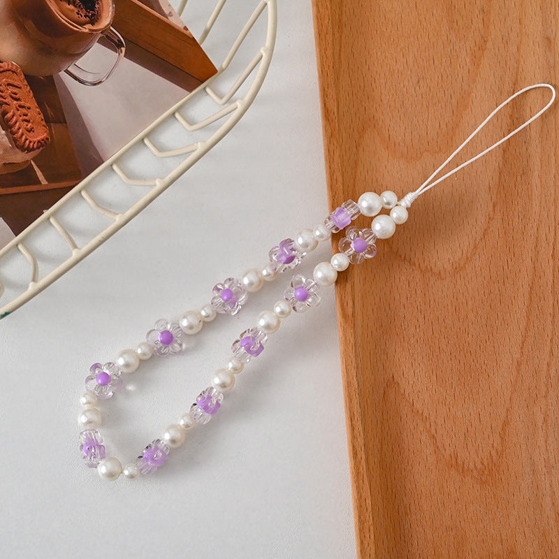 Beaded Flower Phone Charm Strap