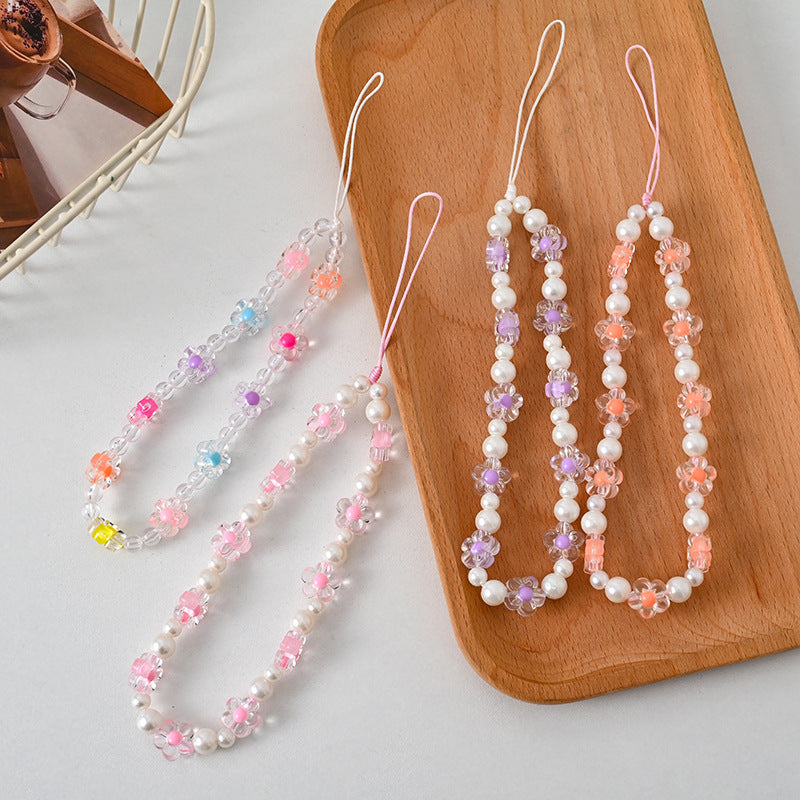 Beaded Flower Phone Charm Strap