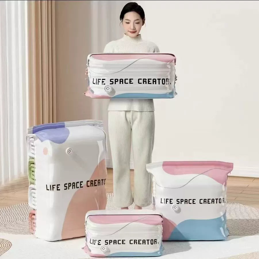 3D No-Pump Compression Storage Bag | Space-Saving Quilt & Clothes Organizer