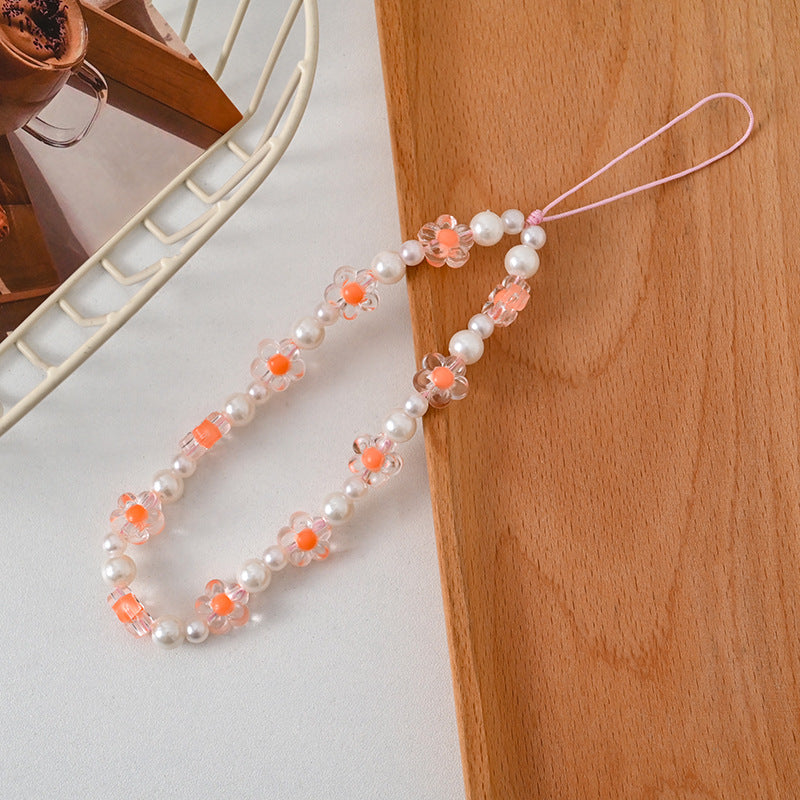 Beaded Flower Phone Charm Strap