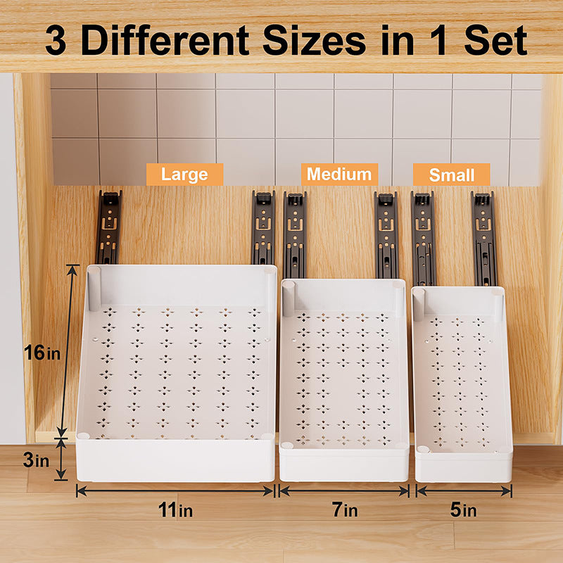 Sliding Under Sink Storage Organizer for Kitchen & Bathroom