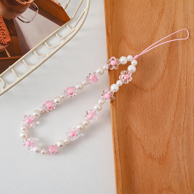 Beaded Flower Phone Charm Strap