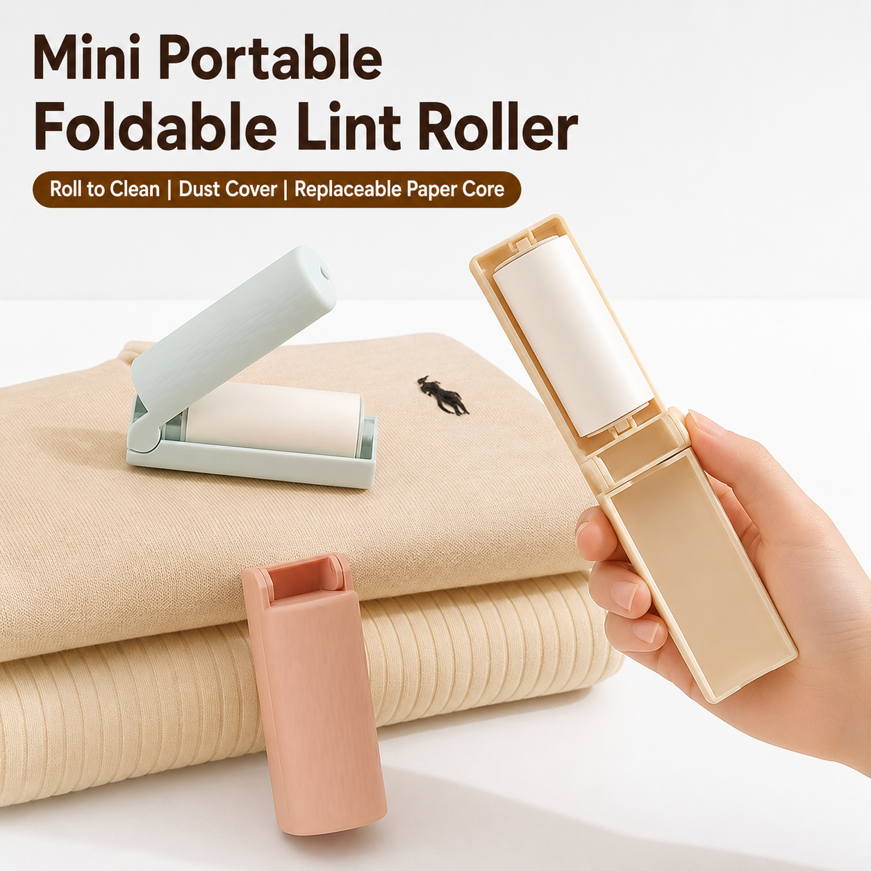 Mini Foldable Lint Roller – Portable Pet Hair & Dust Remover