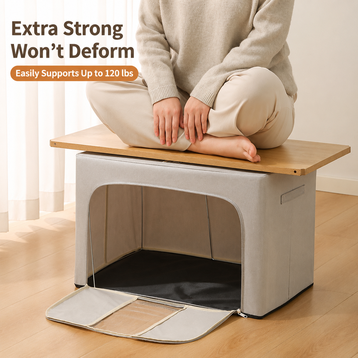Foldable Fabric Clothes Storage Box with Clear Window