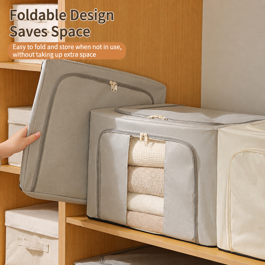 Foldable Fabric Clothes Storage Box with Clear Window