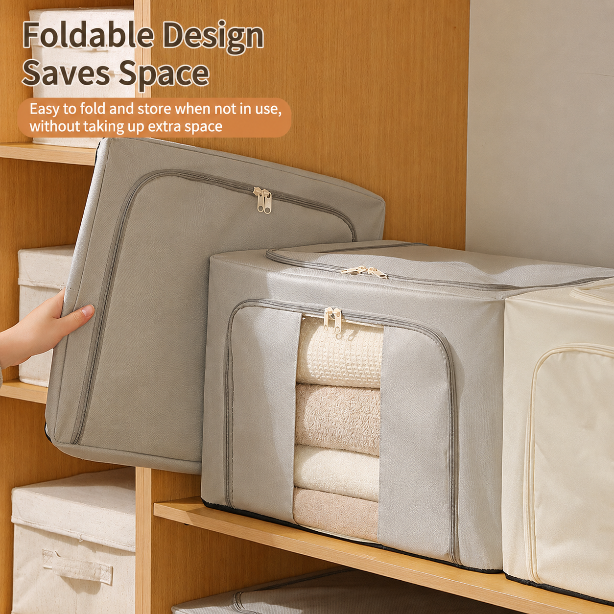 Foldable Fabric Clothes Storage Box with Clear Window