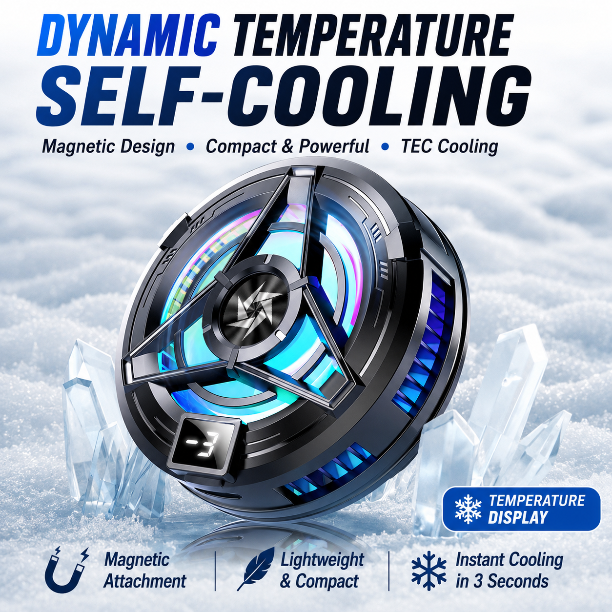 Magnetic Semiconductor Phone Cooler with Smart Display