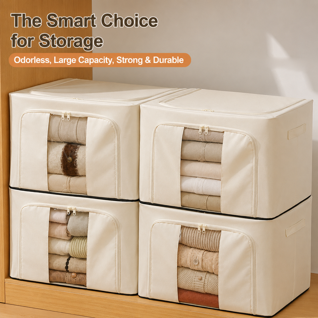 Foldable Fabric Clothes Storage Box with Clear Window