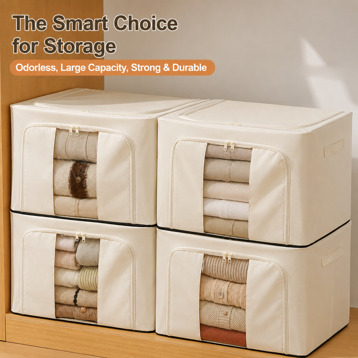 Foldable Fabric Clothes Storage Box with Clear Window