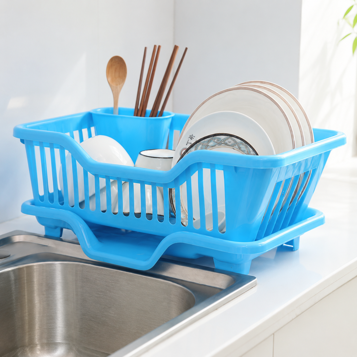 Kitchen Dish Drying Rack with Drain Tray